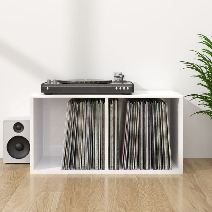 reol til lp'er 71x34x36 cm konstrueret træ hvid højglans