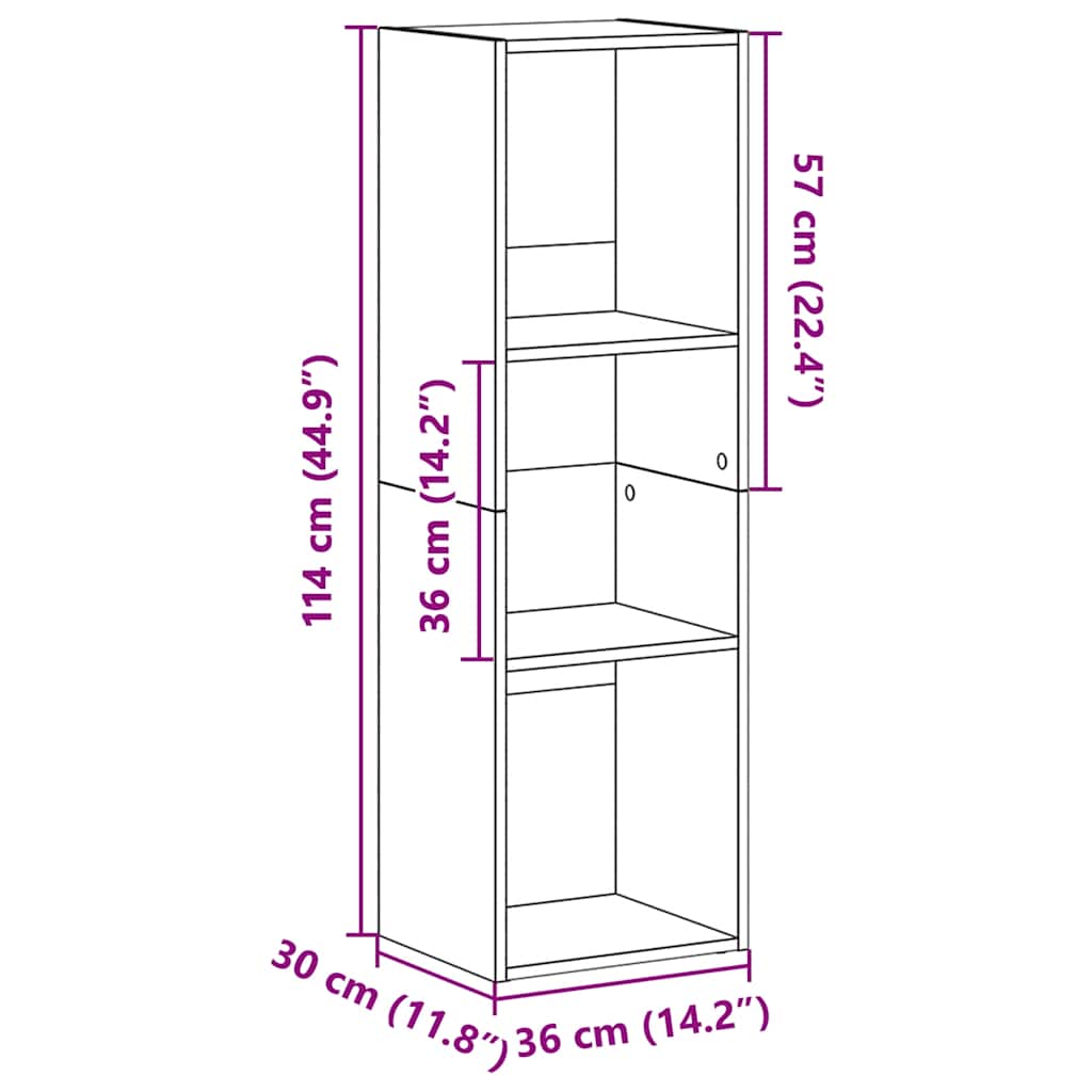bogreol/tv-bord 36x30x114 cm konstrueret træ hvid