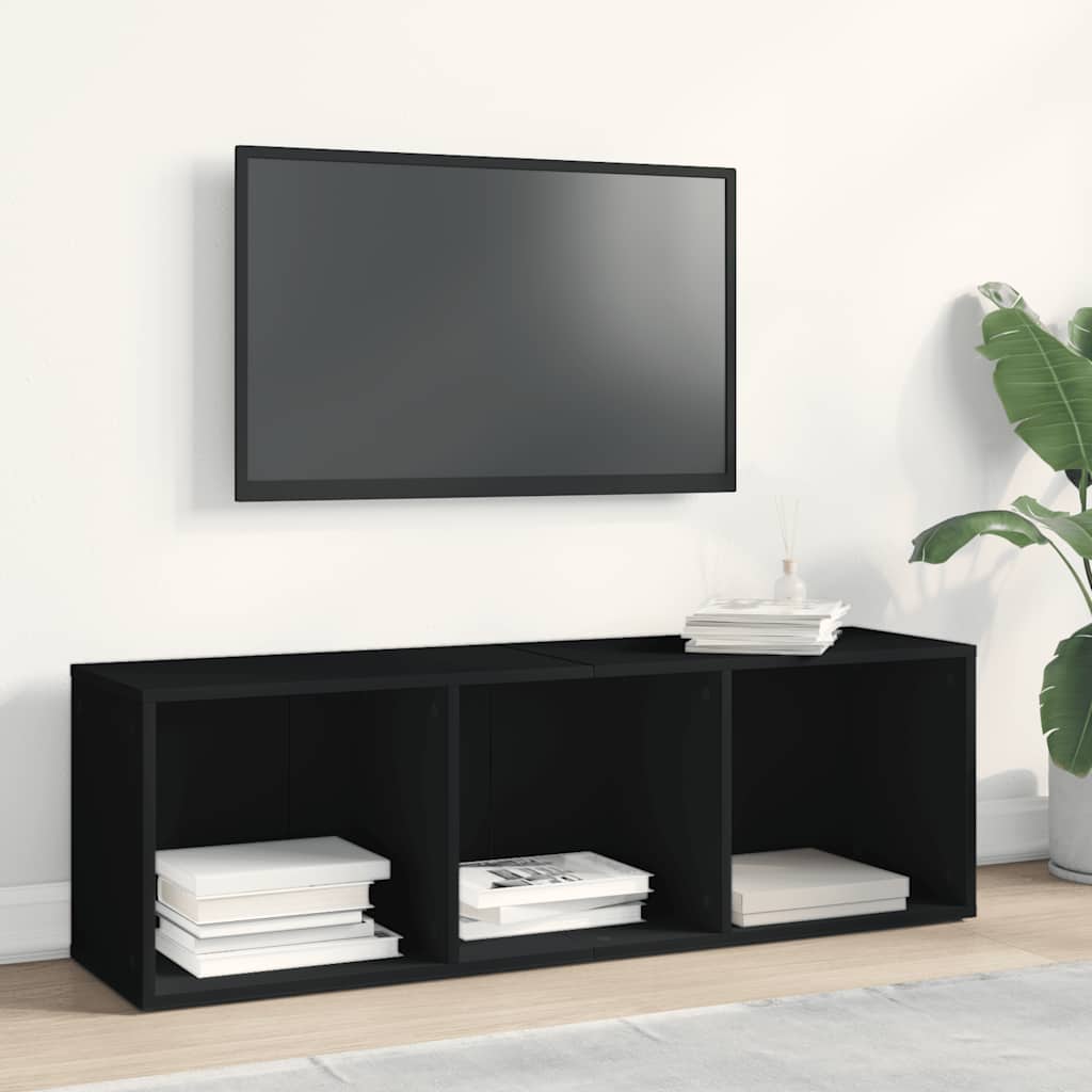 bogreol/tv-bord 36x30x114 cm konstrueret træ sort
