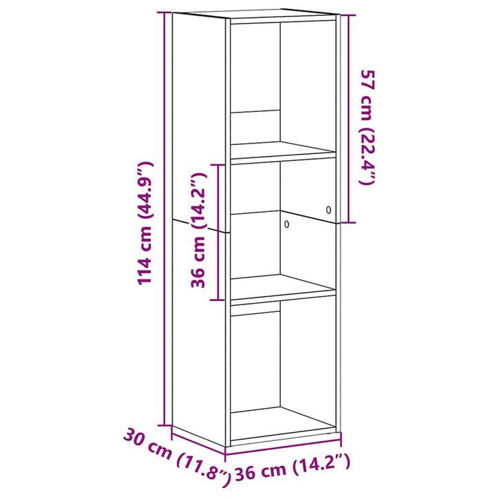 bogreol/tv-bord 36x30x114 cm konstrueret træ Sonoma-eg