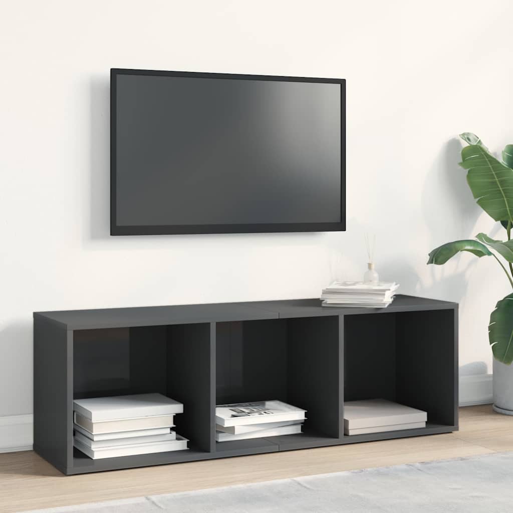bogreol/tv-bord 36x30x114 cm konstrueret træ grå højglans