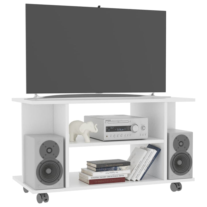 tv-skab med hjul 80x40x45 cm konstrueret træ hvid