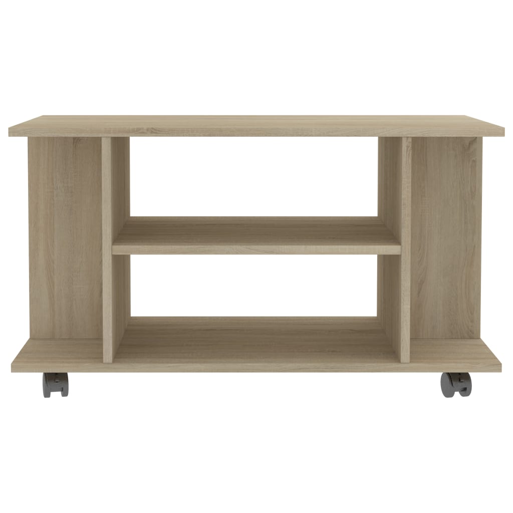 tv-skab med hjul 80x40x45 cm konstrueret træ sonoma-eg