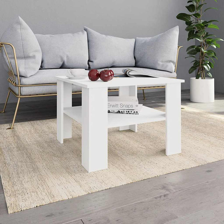 sofabord 60x60x42 cm konstrueret træ hvid