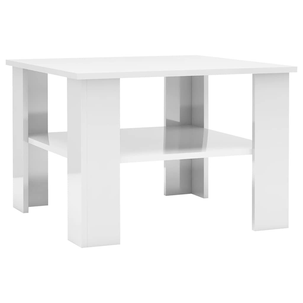 sofabord 60x60x42 cm konstrueret træ hvid højglans