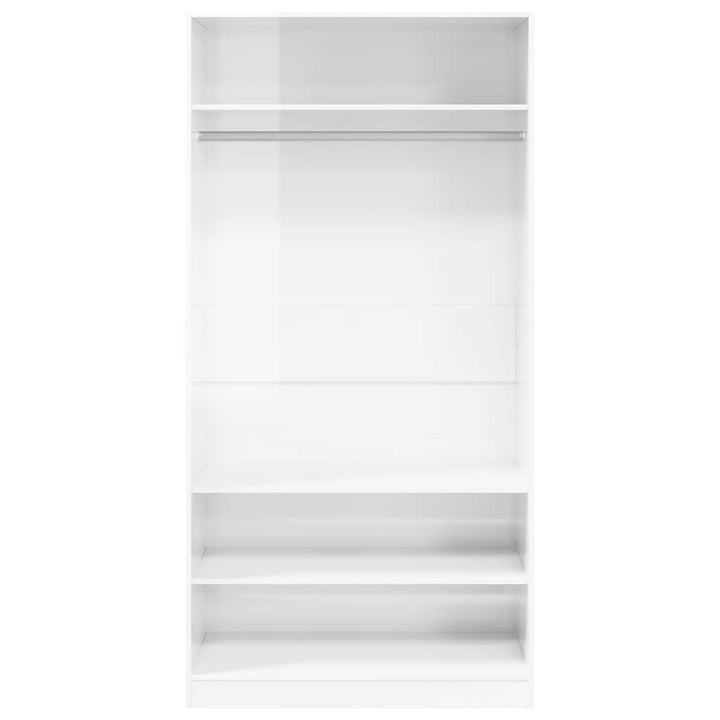 klædeskab 100x50x200 cm konstrueret træ hvid højglans
