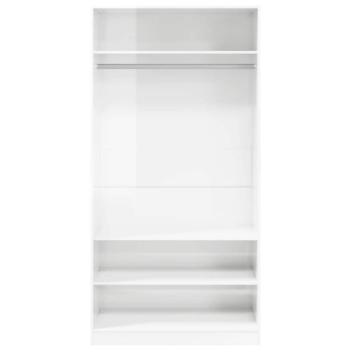 klædeskab 100x50x200 cm konstrueret træ hvid højglans