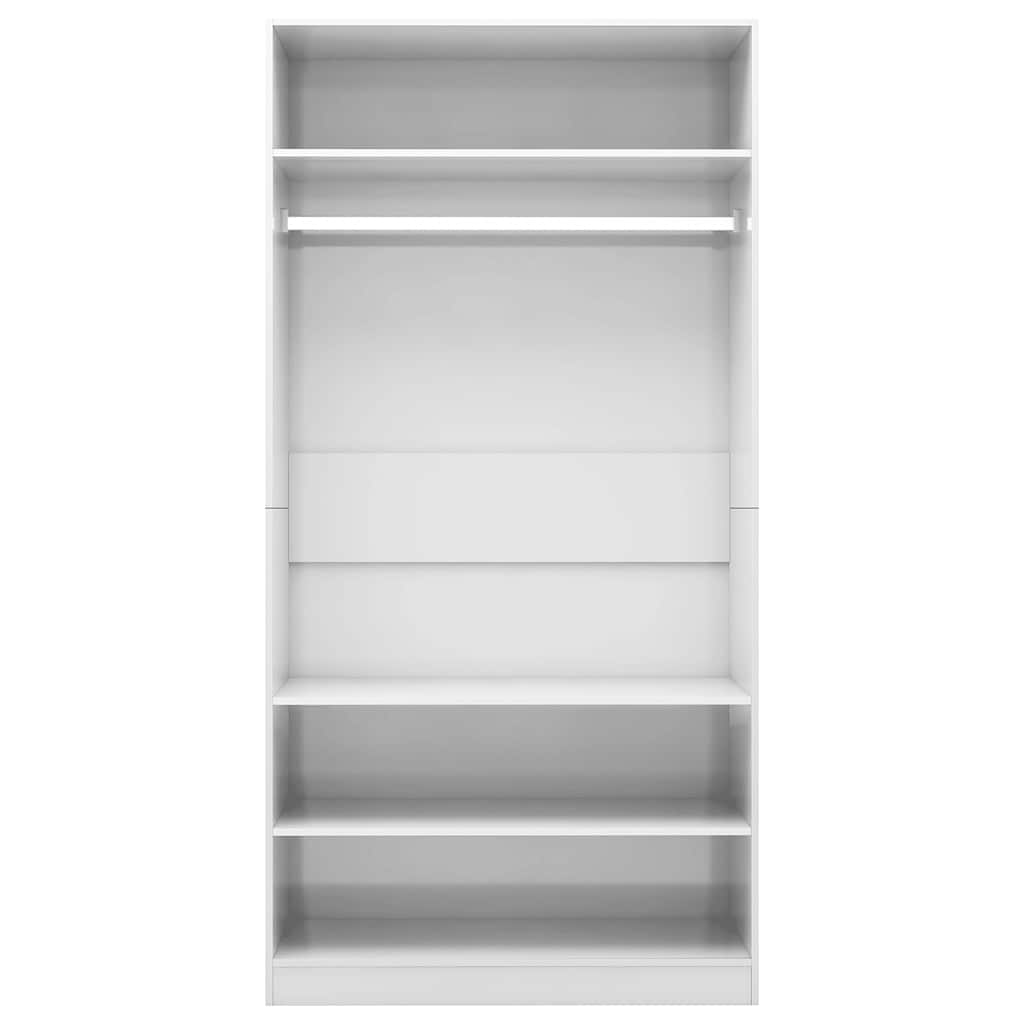 klædeskab 100x50x200 cm konstrueret træ hvid højglans