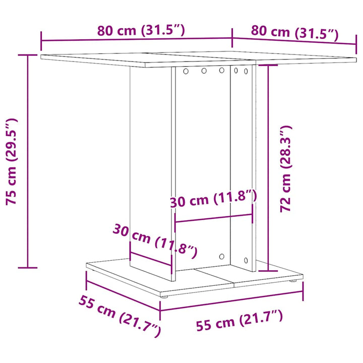 spisebord 80 x 80 x 75 cm spånplade sonoma-eg