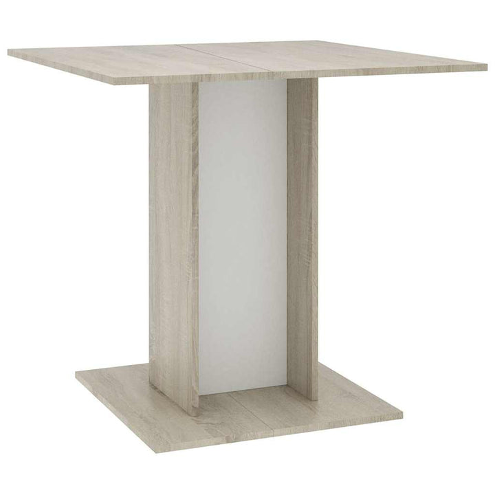spisebord 80 x 80 x 75 cm konstrueret træ hvid og sonoma-eg