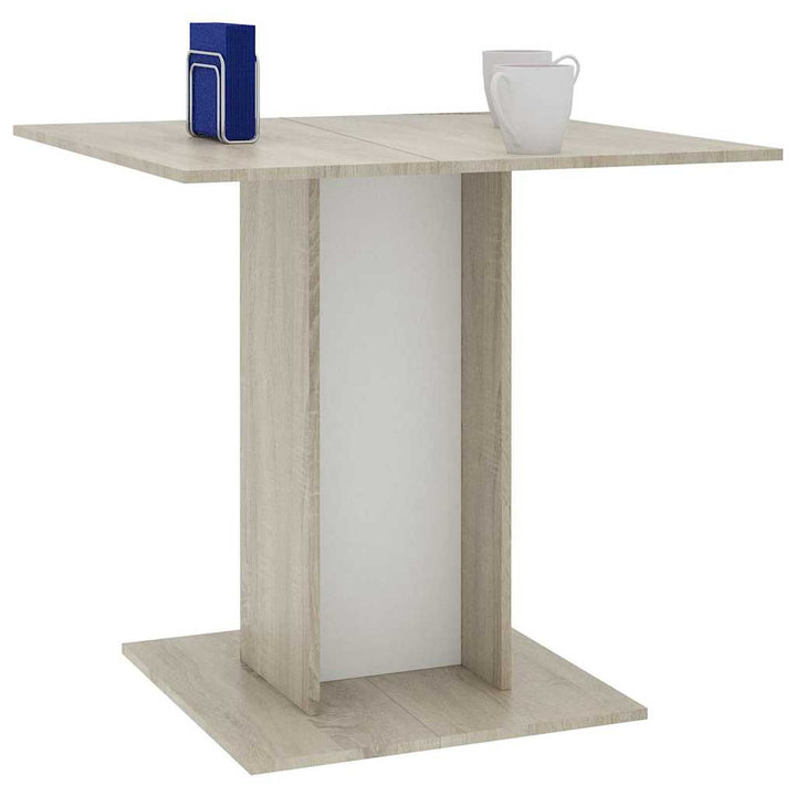 spisebord 80 x 80 x 75 cm konstrueret træ hvid og sonoma-eg