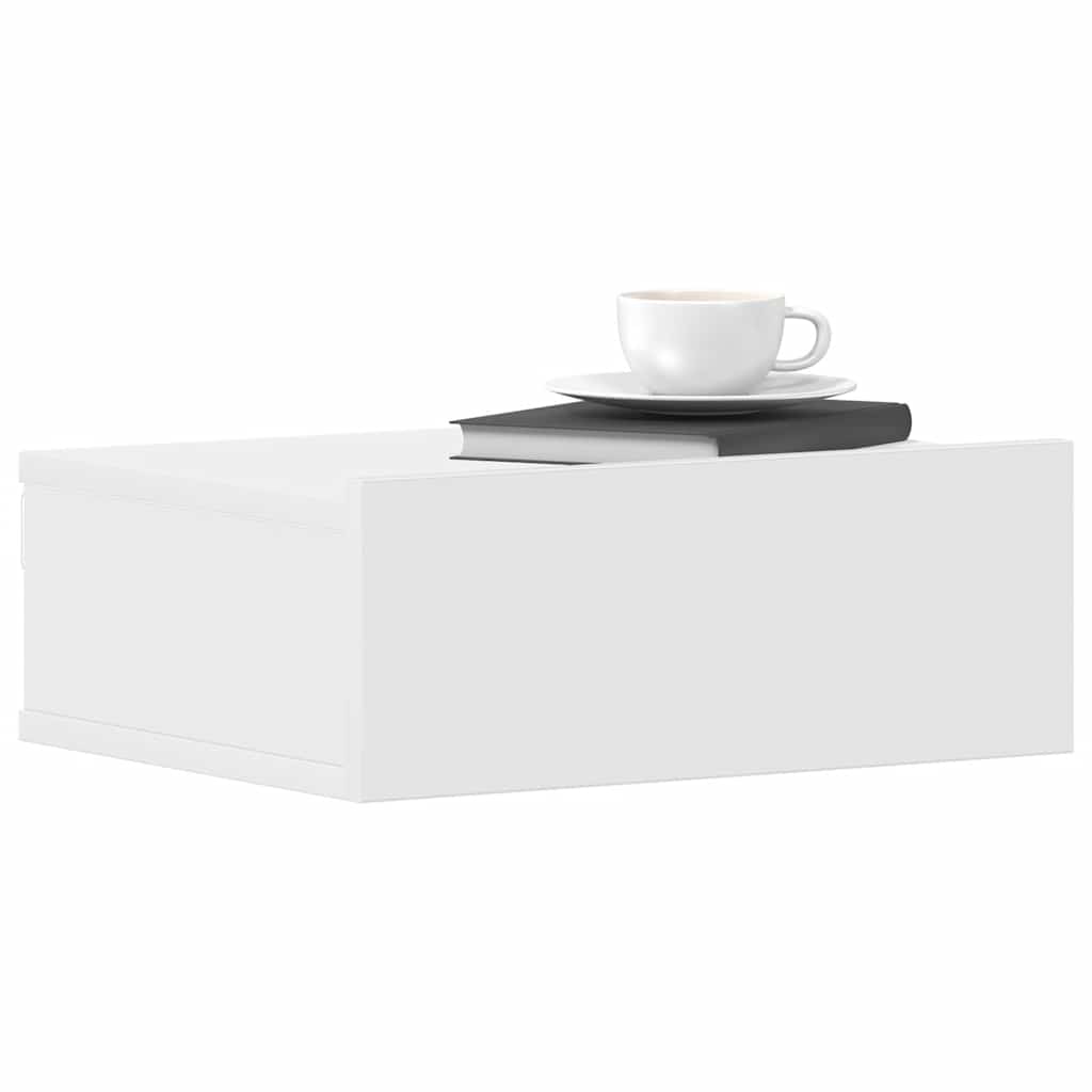 svævende natborde 2 stk. 40 x 30 x 15 cm konstrueret træ hvid