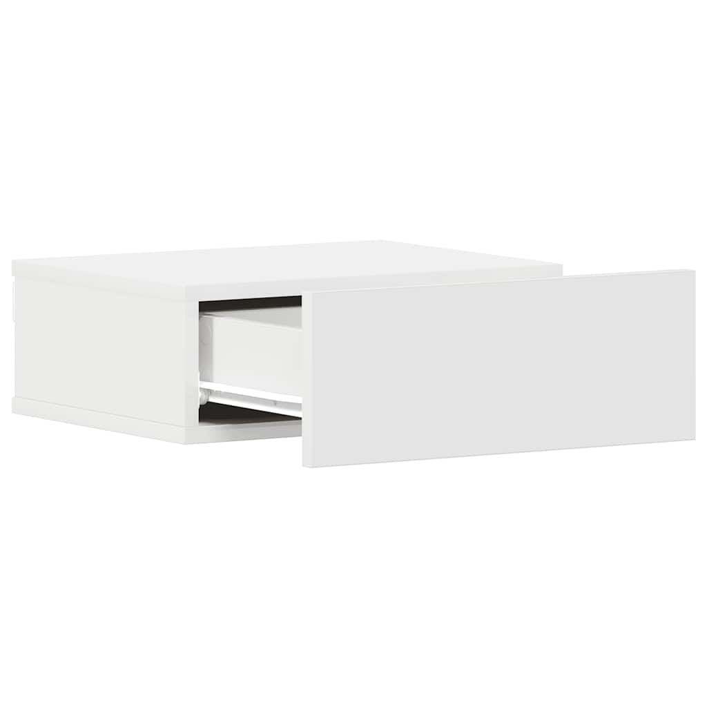 svævende natborde 2 stk. 40 x 30 x 15 cm konstrueret træ hvid