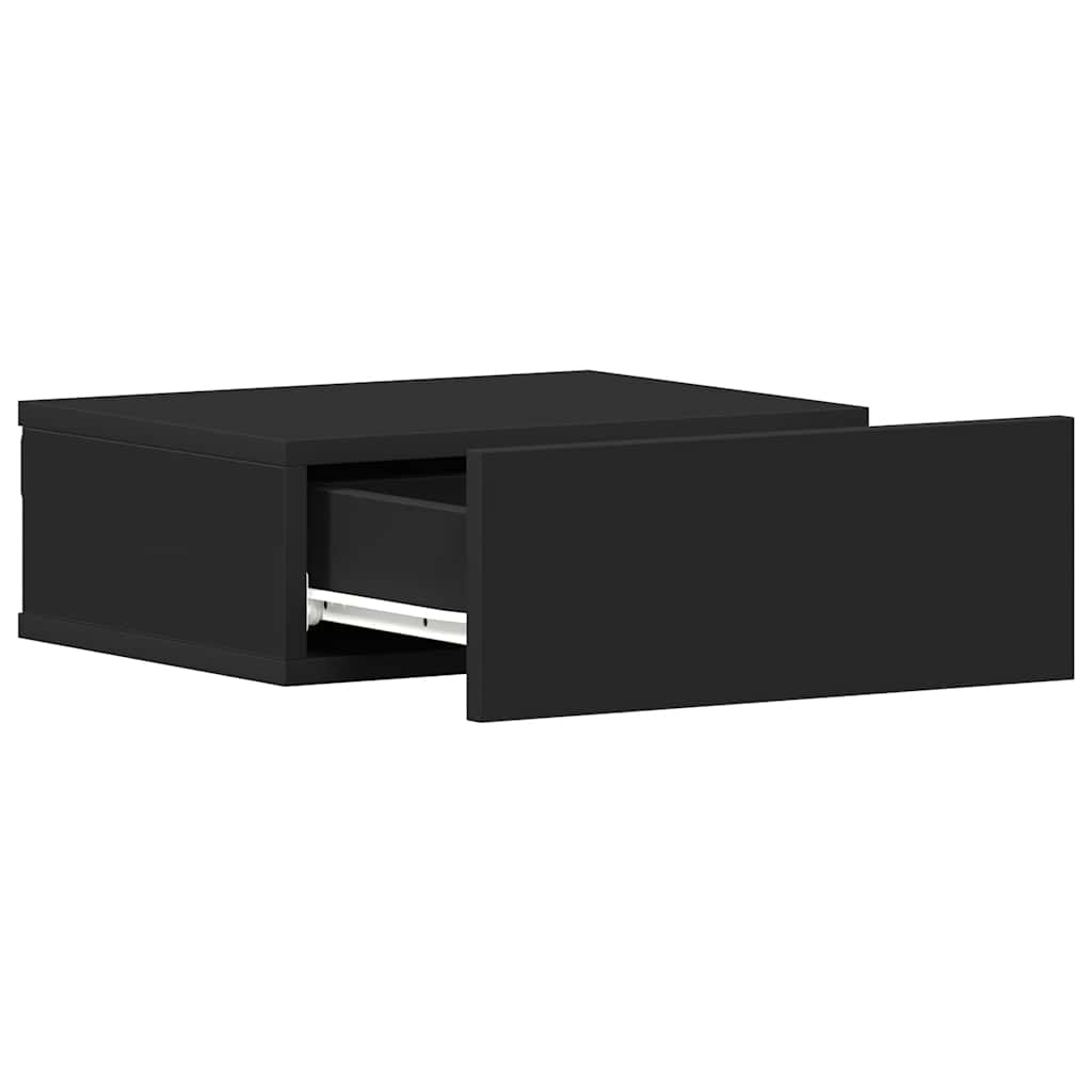 svævende natborde 2 stk. 40 x 30 x 15 cm konstrueret træ sort