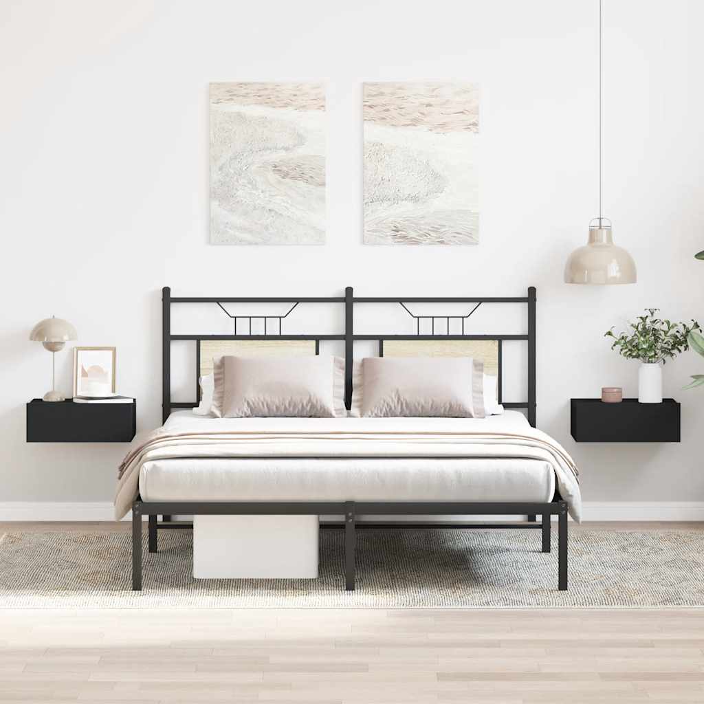 svævende natborde 2 stk. 40 x 30 x 15 cm konstrueret træ sort