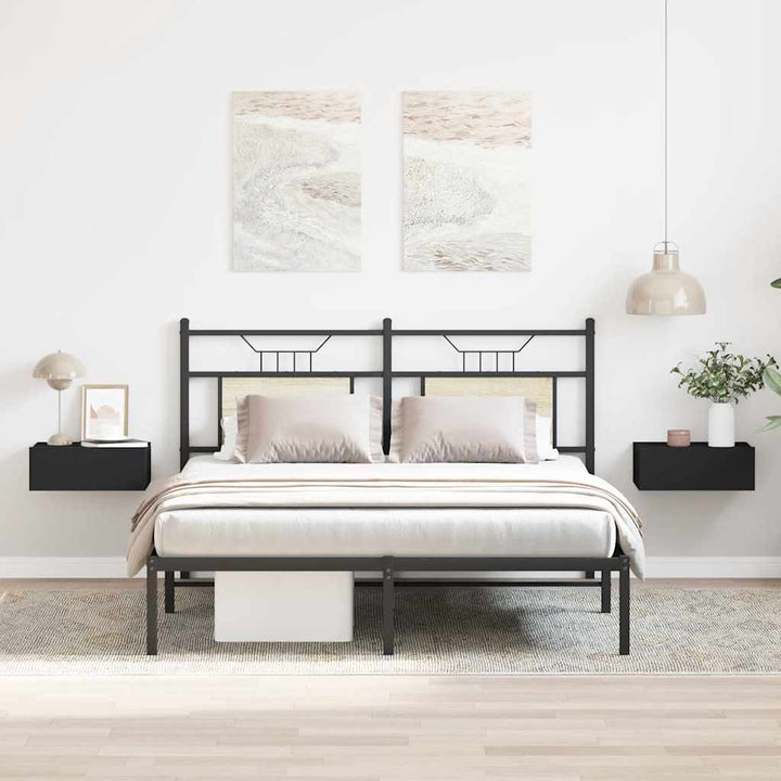 svævende natborde 2 stk. 40 x 30 x 15 cm konstrueret træ sort