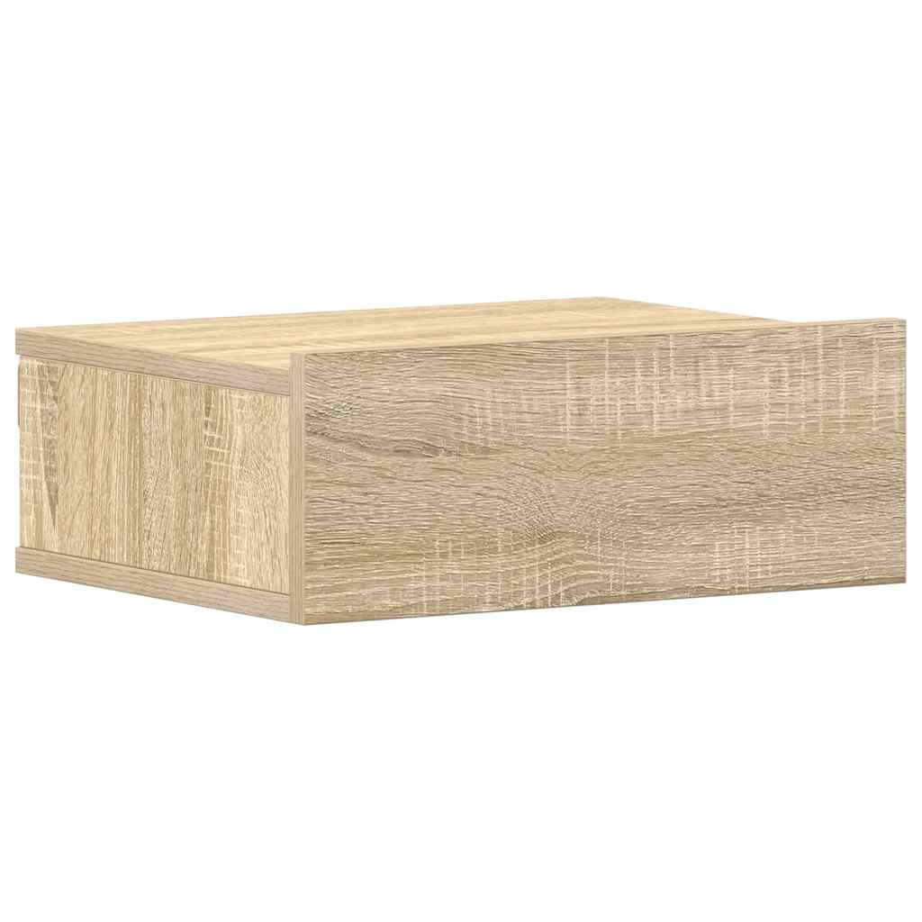 svævende natbord 40 x 30 x 15 cm konstrueret træ sonoma-eg