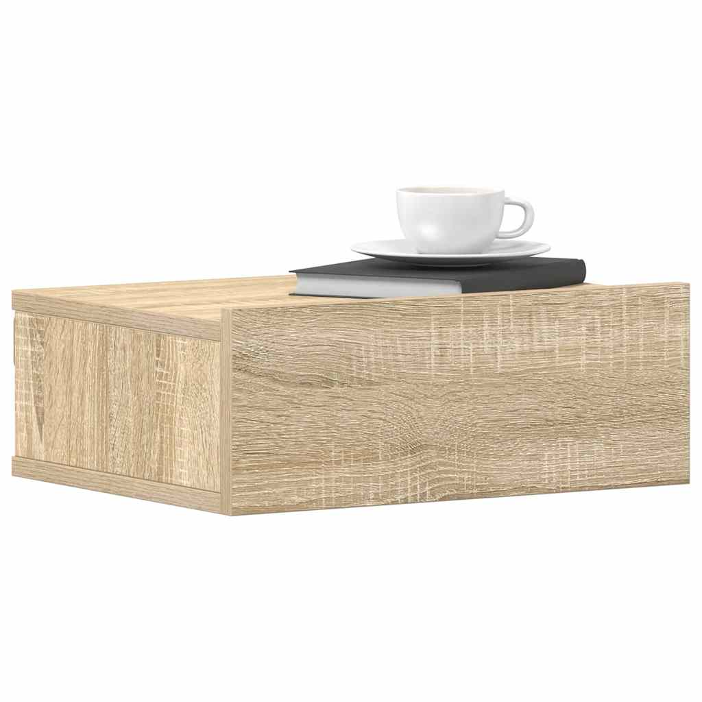 svævende natborde 2 stk. 40 x 30 x 15 cm konstrueret træ sonoma