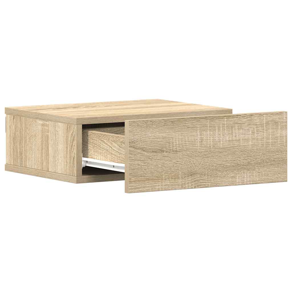 svævende natborde 2 stk. 40 x 30 x 15 cm konstrueret træ sonoma