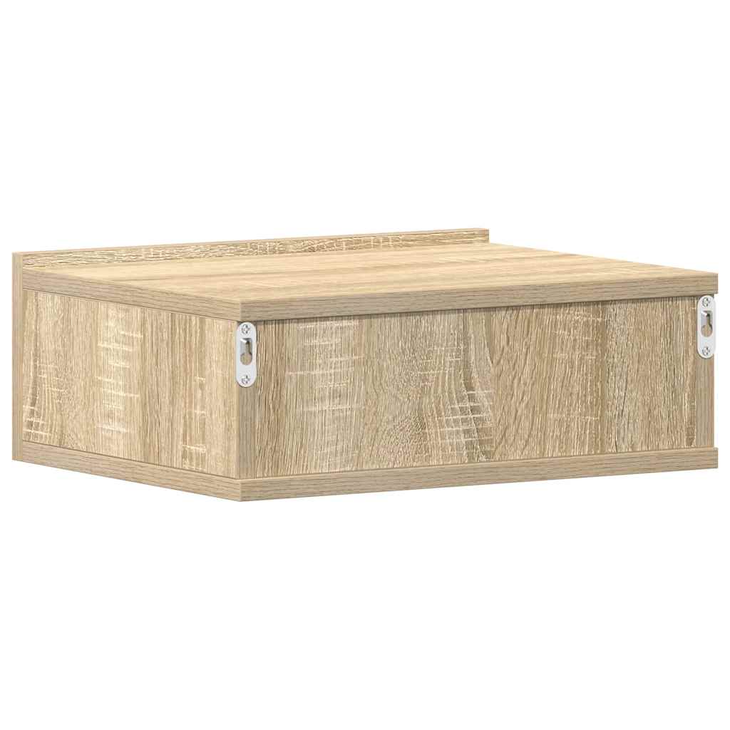 svævende natborde 2 stk. 40 x 30 x 15 cm konstrueret træ sonoma
