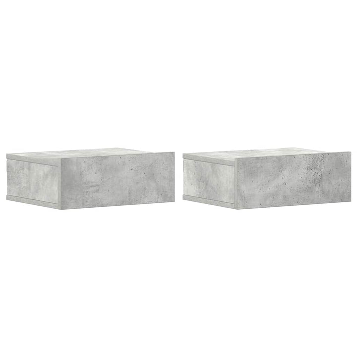 svævende natborde 2 stk. 40 x 30 x 15 cm konstrueret træ grå