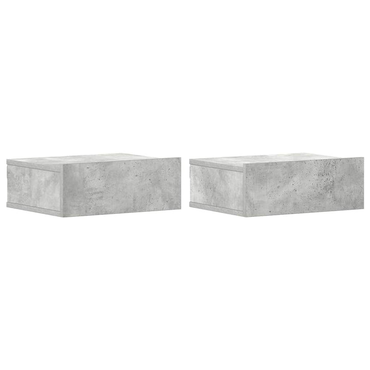 svævende natborde 2 stk. 40 x 30 x 15 cm konstrueret træ grå