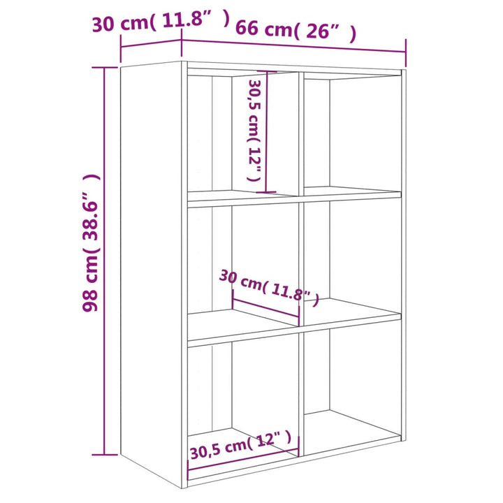 bogreol/skænk 66x30x98 cm konstrueret træ sort