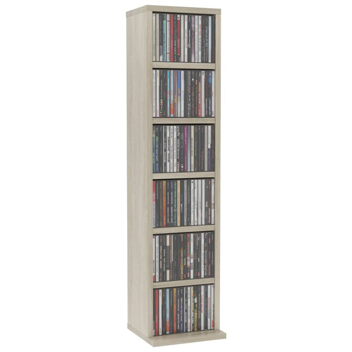 cd-reol 21x20x88 cm konstrueret træ sonoma-egetræsfarvet