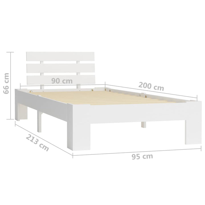sengeramme uden madras massivt fyrretræ 90x200 cm hvid