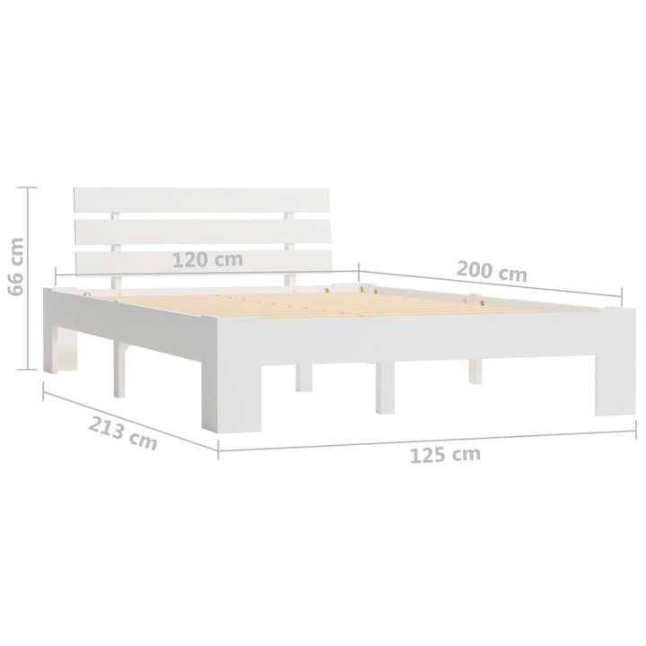 sengeramme uden madras massivt fyrretræ 120x200 cm hvid