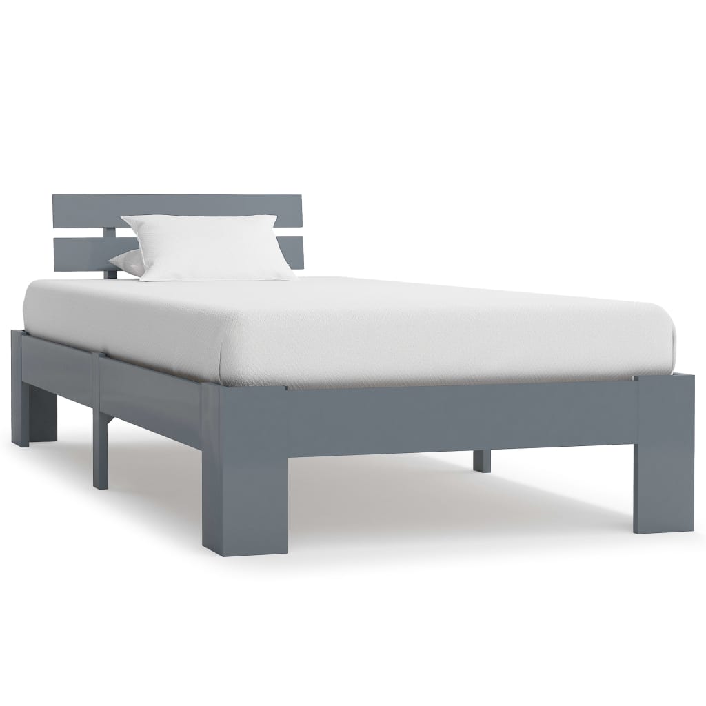 sengestel massivt fyrretræ 90 x 200 cm grå