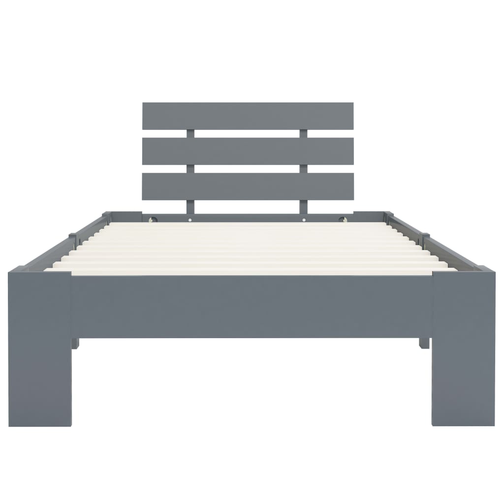 sengestel massivt fyrretræ 90 x 200 cm grå