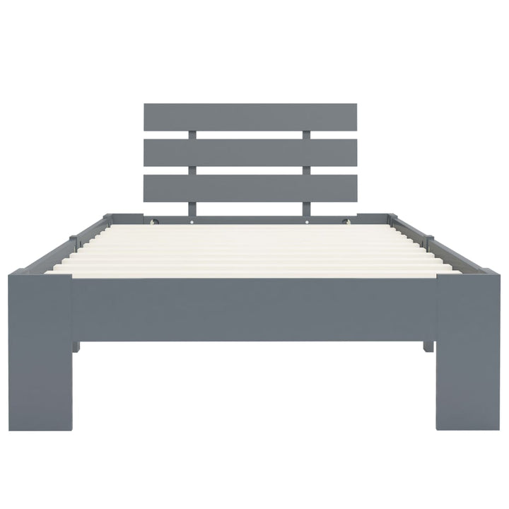 sengestel massivt fyrretræ 100 x 200 cm grå