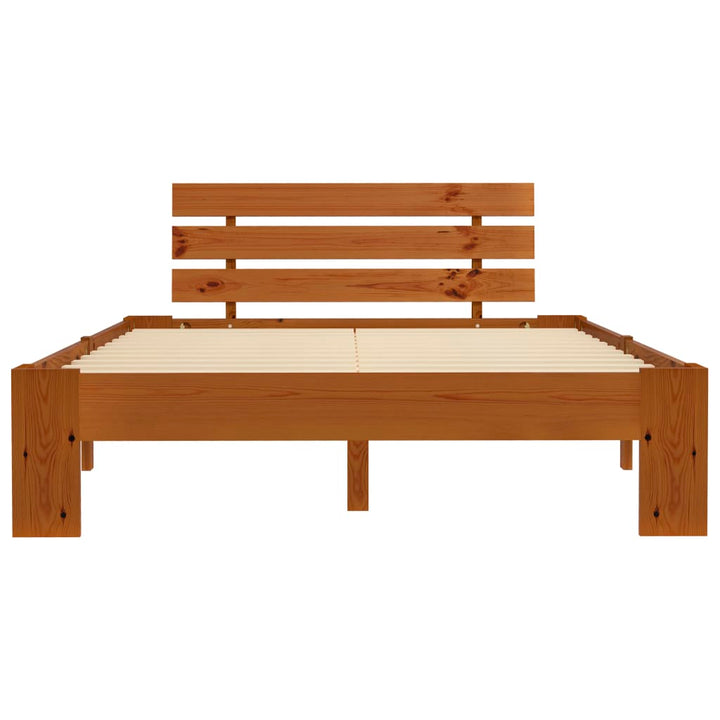 sengeramme med sengegavl 140x200 cm massivt fyrretræ gyldenbrun
