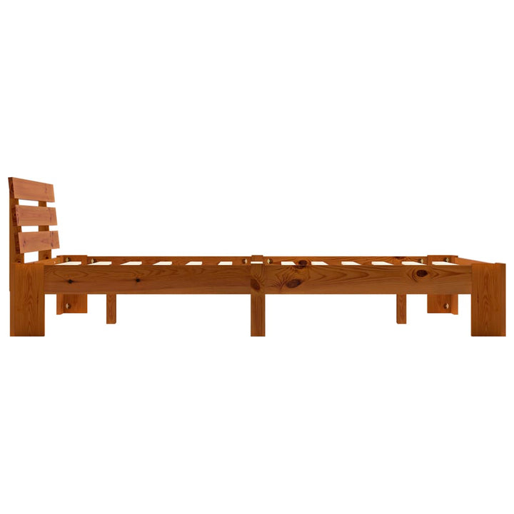 sengeramme med sengegavl 140x200 cm massivt fyrretræ gyldenbrun
