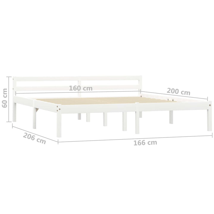 sengestel massivt fyrretræ 160 x 200 cm hvid