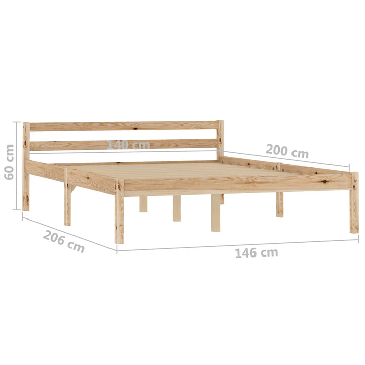 sengeramme uden madras massivt fyrretræ 140x200 cm