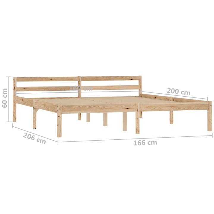 sengestel massivt fyrretræ 160 x 200 cm