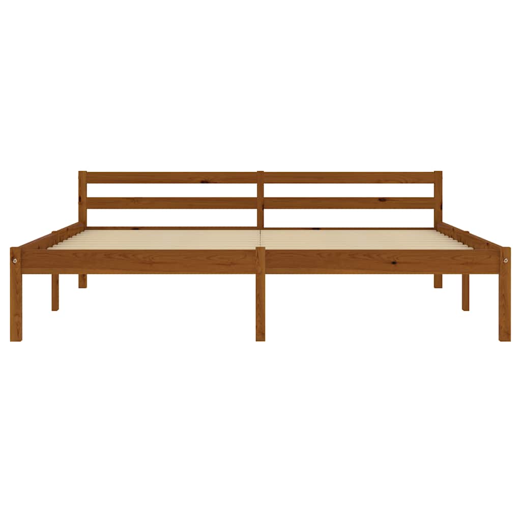 sengestel 160x200 cm massivt fyrretræ gyldenbrun