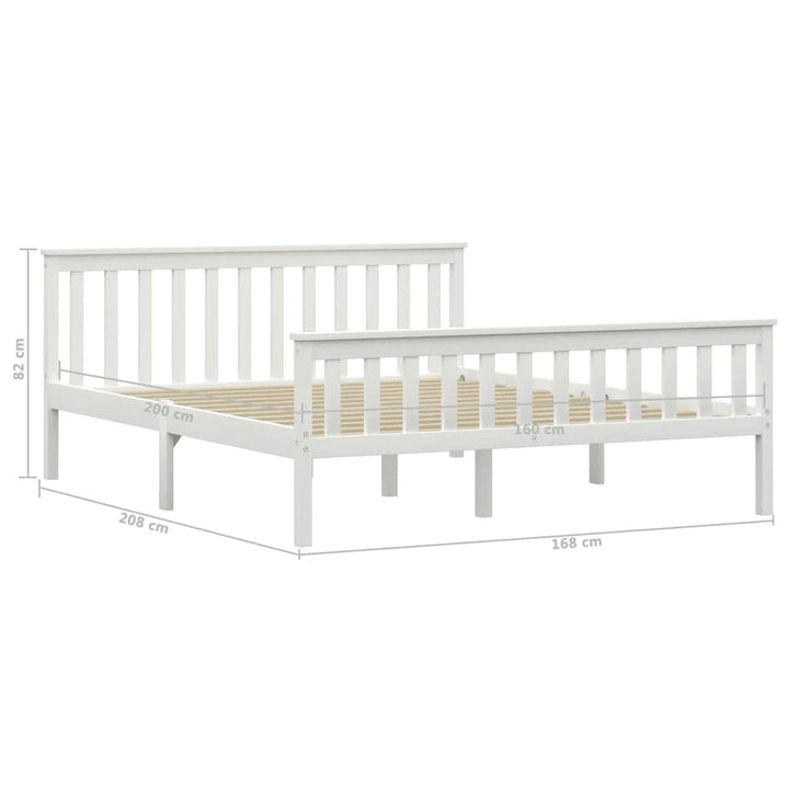 sengestel 160x200 cm massivt fyrretræ hvid