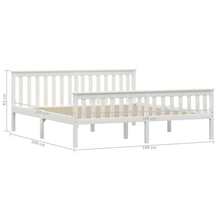 sengestel massivt fyrretræ 180 x 200 cm hvid