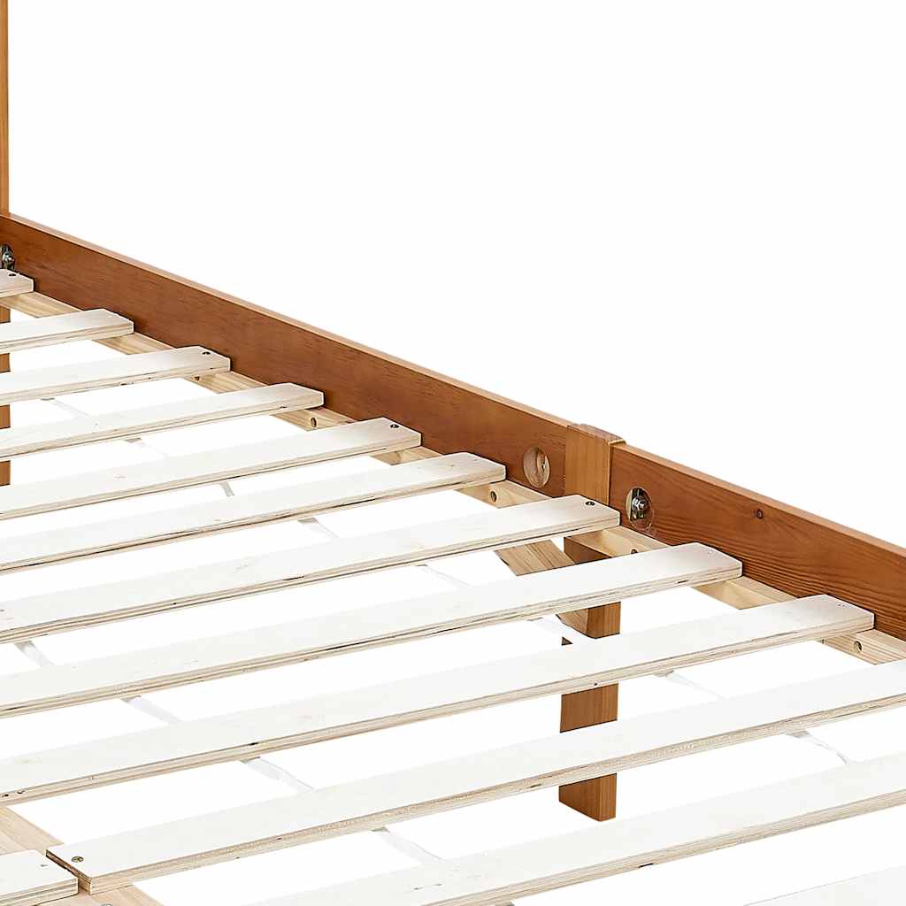 sengestel til himmelseng 100x200 cm massivt fyrretræ gyldenbrun