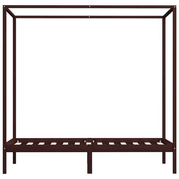 sengestel til himmelseng 100 x 200 cm massiv fyrretræ mørkebrun