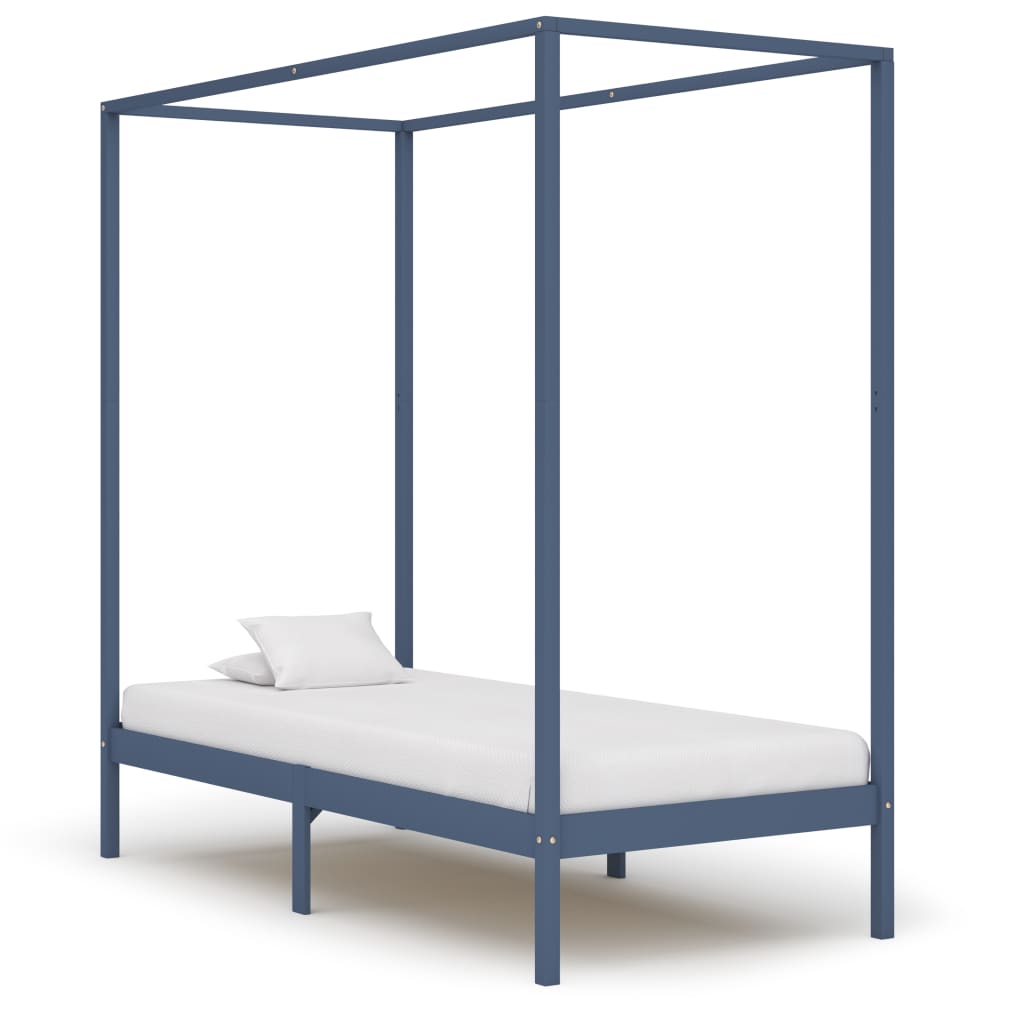 sengestel til himmelseng 100 x 200 cm massivt fyrretræ grå