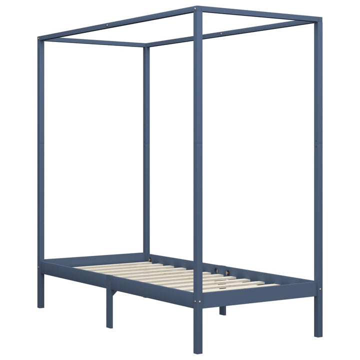 sengestel til himmelseng 100 x 200 cm massivt fyrretræ grå