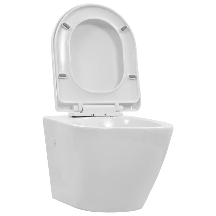 væghængt toilet uden kant keramik hvid