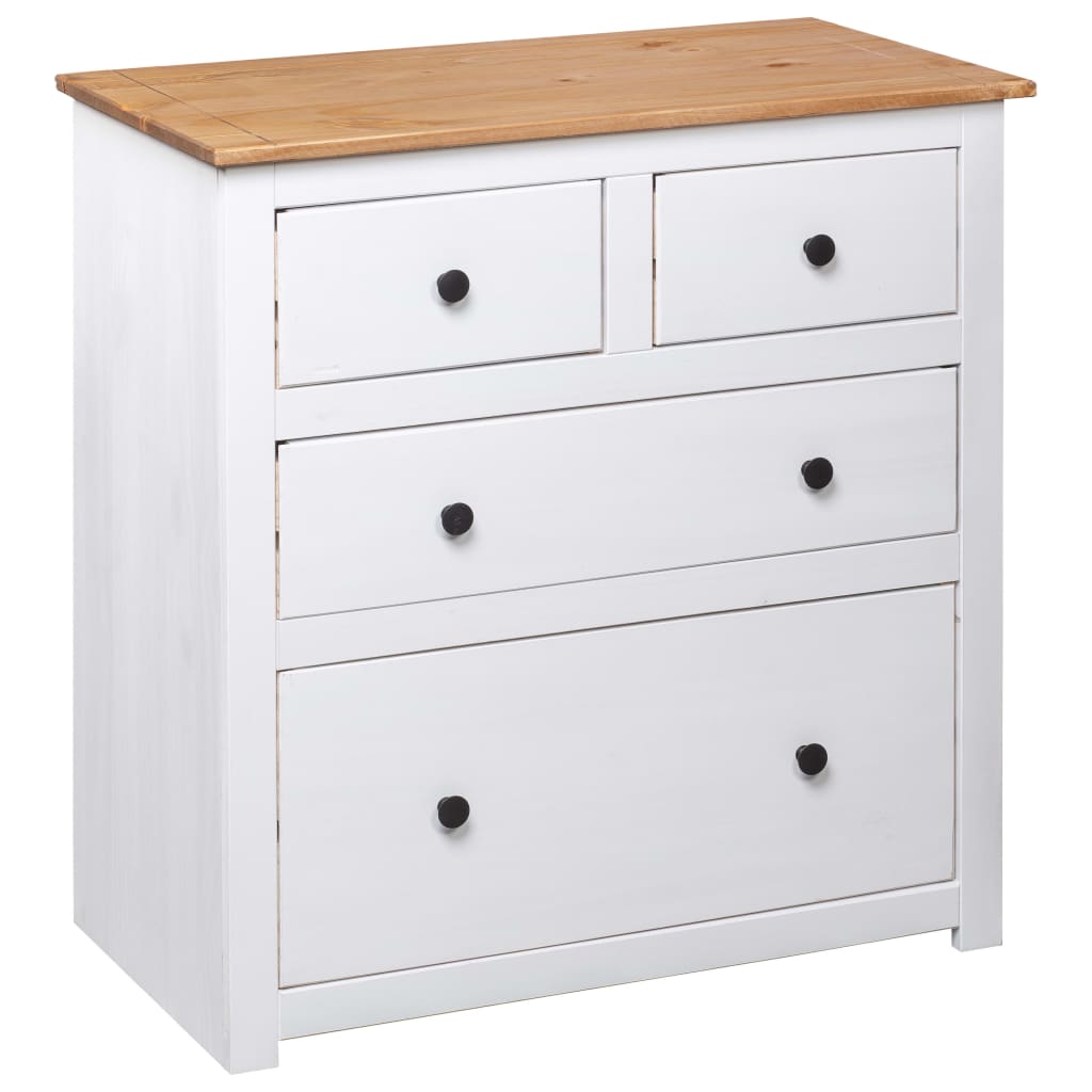 skænk Panama-serien 80x40x83 cm massivt fyrretræ hvid