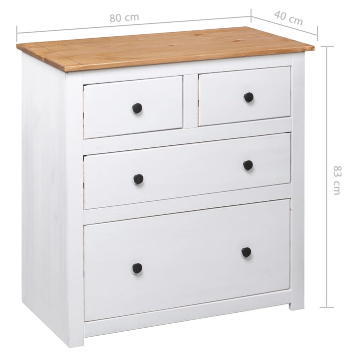 skænk Panama-serien 80x40x83 cm massivt fyrretræ hvid