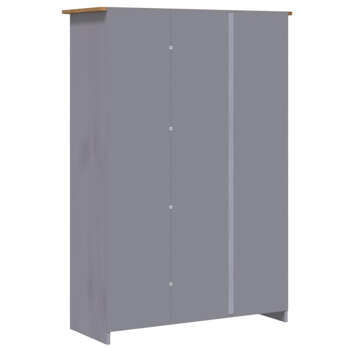 klædeskab med 3 låger 118 x 50 x 171,5 cm fyrretræ grå Panama