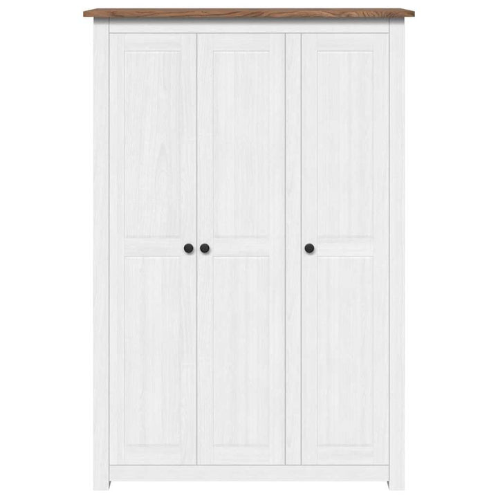 klædeskab med 3 låger 118 x 50 x 171,5 cm fyrretræ hvid Panama